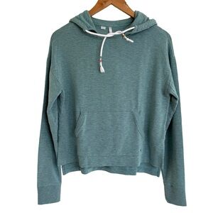Travis Mathew Womens Drawstring Hooded Sweater Teal Blue‎ Size XS Oversized